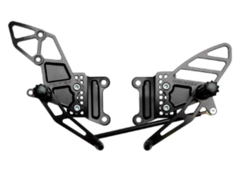 Kawasaki Ninja ZX-6R Adjustable Rearsets - Vortex Racing - Black - `07-`08